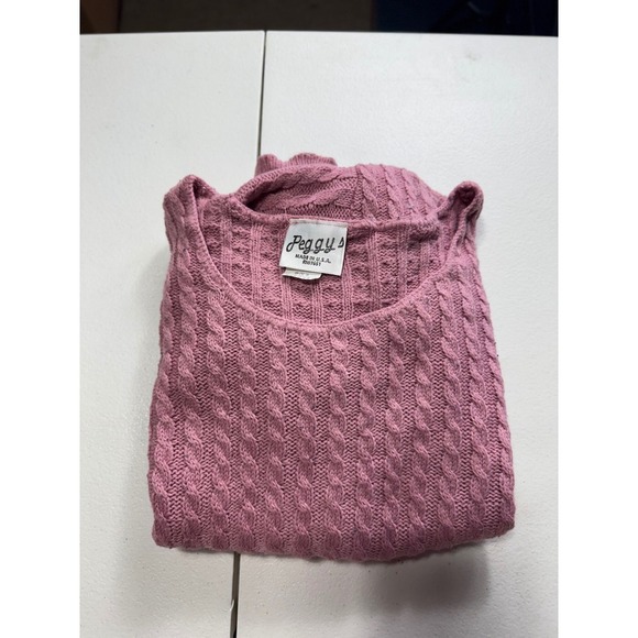 Peggy's Vintage Cable Knit Sweater Pink Short Sleeve Made in USA Womens Small - Picture 1 of 12